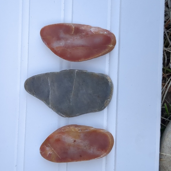Hand Polished Red Chalcedony/Green Adventurine Set of Three Healing 3"X1"X1/4" - Picture 2 of 4